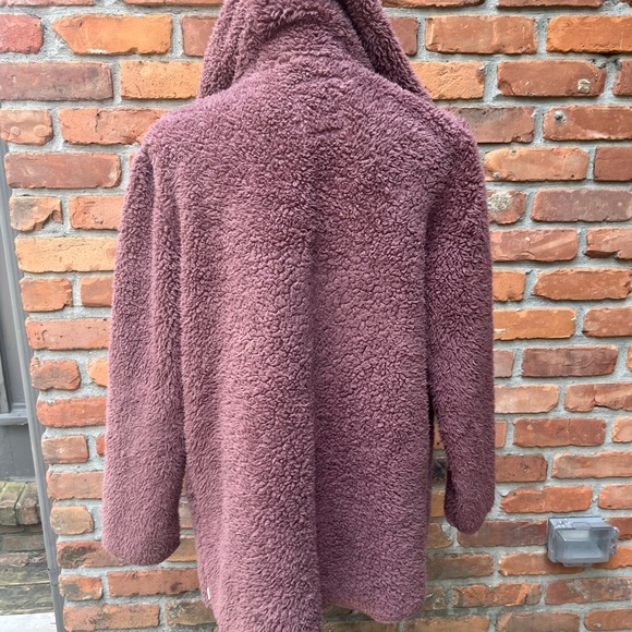 PINK Sherpa Brown Cardigan w/Hoodie Soft and Cozy Size XS/S - Picture 4 of 8